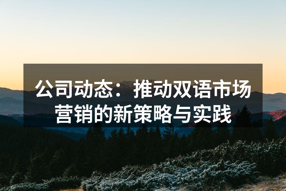 公司动态：推动双语市场营销的新策略与实践